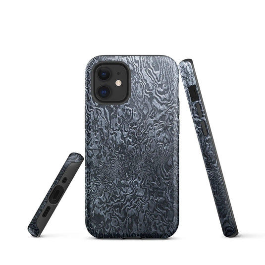 Damascus Steel Pattern Metal Double Layered Impact Resistant Tough iPhone Case 3D Wrap Matte or Glossy Finish CREATIVETECH