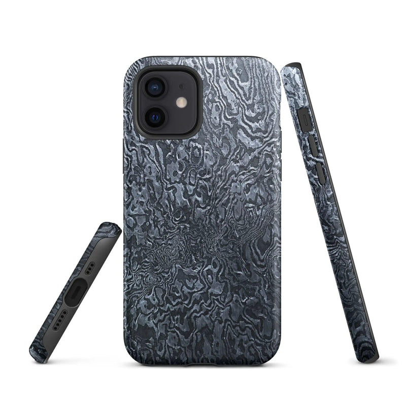 Load image into Gallery viewer, Damascus Steel Pattern Metal Double Layered Impact Resistant Tough iPhone Case 3D Wrap Matte or Glossy Finish CREATIVETECH
