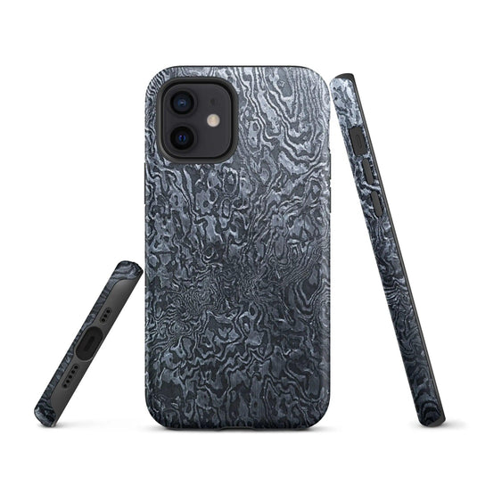Damascus Steel Pattern Metal Double Layered Impact Resistant Tough iPhone Case 3D Wrap Matte or Glossy Finish CREATIVETECH