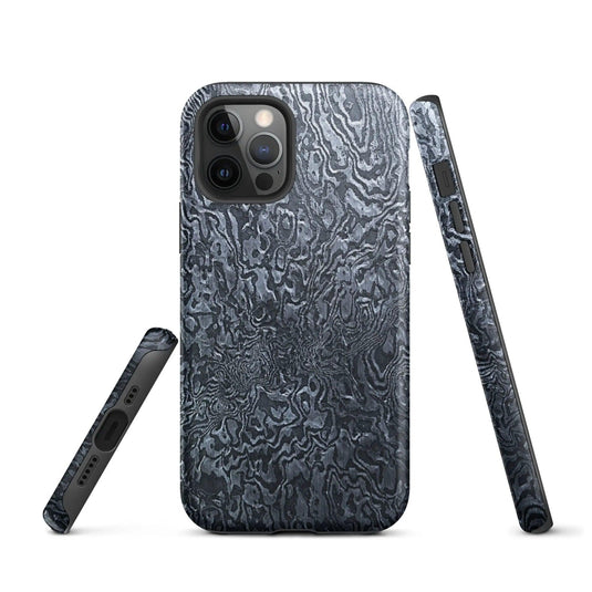 Damascus Steel Pattern Metal Double Layered Impact Resistant Tough iPhone Case 3D Wrap Matte or Glossy Finish CREATIVETECH