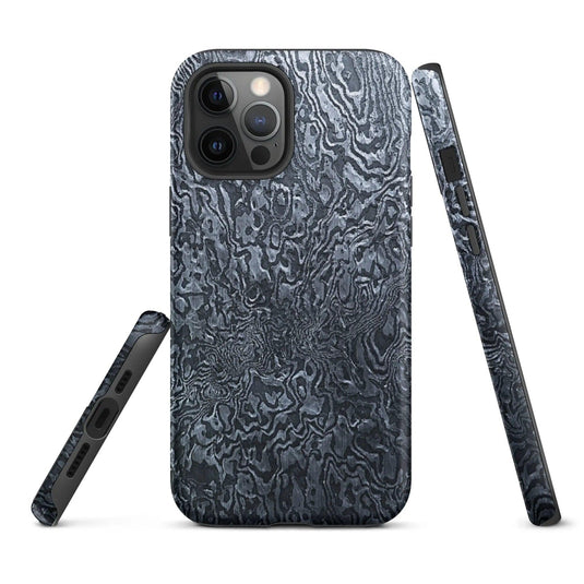 Damascus Steel Pattern Metal Double Layered Impact Resistant Tough iPhone Case 3D Wrap Matte or Glossy Finish CREATIVETECH