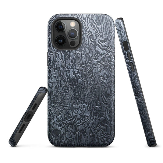 Damascus Steel Pattern Metal Double Layered Impact Resistant Tough iPhone Case 3D Wrap Matte or Glossy Finish CREATIVETECH
