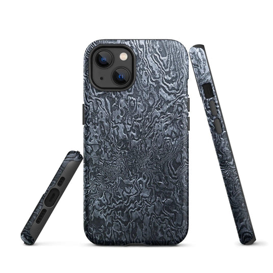 Damascus Steel Pattern Metal Double Layered Impact Resistant Tough iPhone Case 3D Wrap Matte or Glossy Finish CREATIVETECH