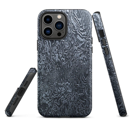 Damascus Steel Pattern Metal Double Layered Impact Resistant Tough iPhone Case 3D Wrap Matte or Glossy Finish CREATIVETECH