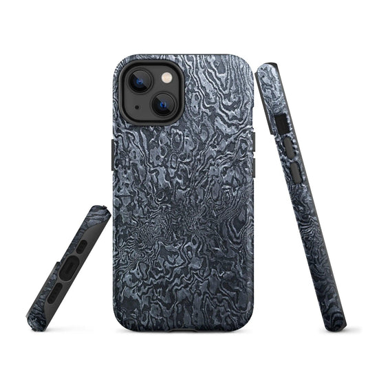 Damascus Steel Pattern Metal Double Layered Impact Resistant Tough iPhone Case 3D Wrap Matte or Glossy Finish CREATIVETECH