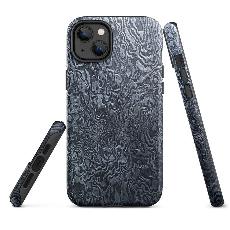 Load image into Gallery viewer, Damascus Steel Pattern Metal Double Layered Impact Resistant Tough iPhone Case 3D Wrap Matte or Glossy Finish CREATIVETECH
