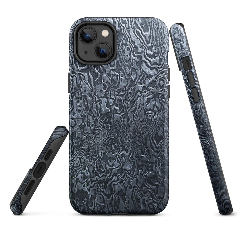 Load image into Gallery viewer, Damascus Steel Pattern Metal Double Layered Impact Resistant Tough iPhone Case 3D Wrap Matte or Glossy Finish CREATIVETECH
