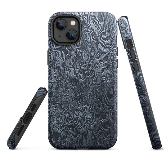 Damascus Steel Pattern Metal Double Layered Impact Resistant Tough iPhone Case 3D Wrap Matte or Glossy Finish CREATIVETECH