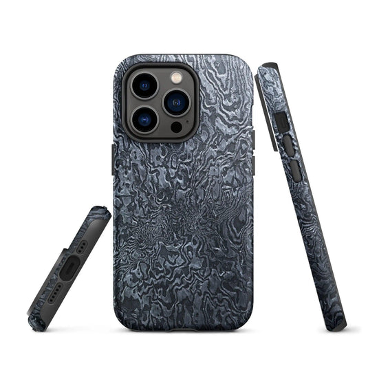 Damascus Steel Pattern Metal Double Layered Impact Resistant Tough iPhone Case 3D Wrap Matte or Glossy Finish CREATIVETECH