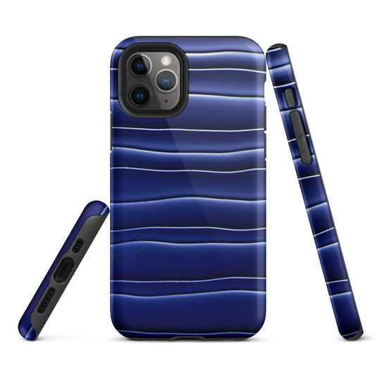 Dark Blue Blob Double Layered Impact Resistant Tough iPhone Case 3D Wrap Matte or Glossy Finish CREATIVETECH