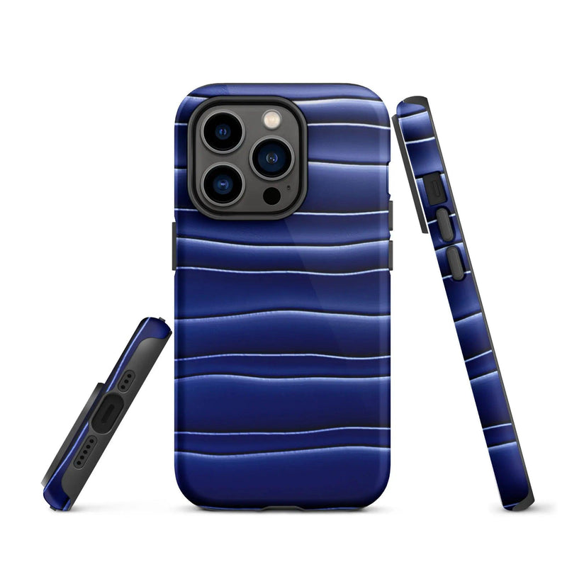 Load image into Gallery viewer, Dark Blue Blob Double Layered Impact Resistant Tough iPhone Case 3D Wrap Matte or Glossy Finish CREATIVETECH