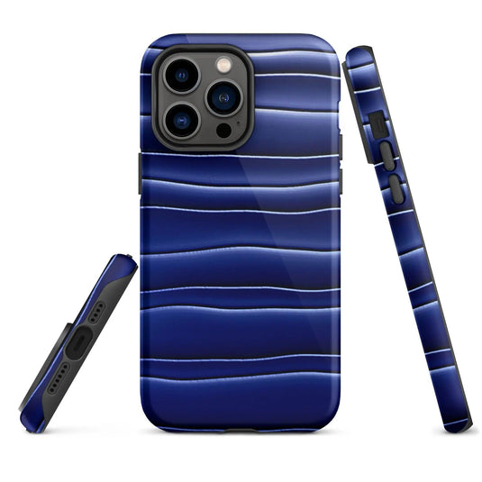 Dark Blue Blob Double Layered Impact Resistant Tough iPhone Case 3D Wrap Matte or Glossy Finish CREATIVETECH