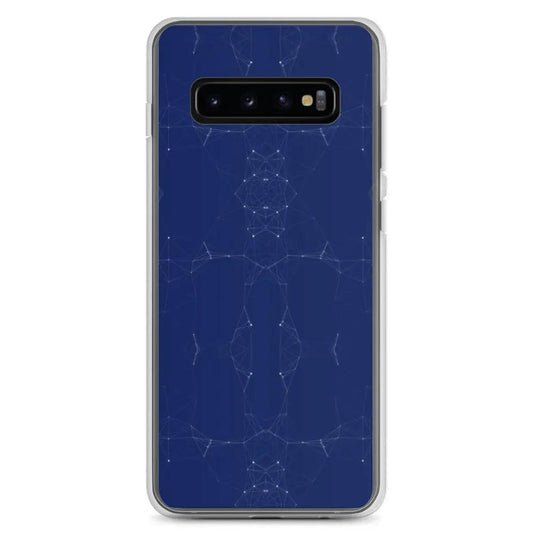 Dark Blue Cyber Polygon Flexible Clear Samsung Case Bump Resistant Corners CREATIVETECH