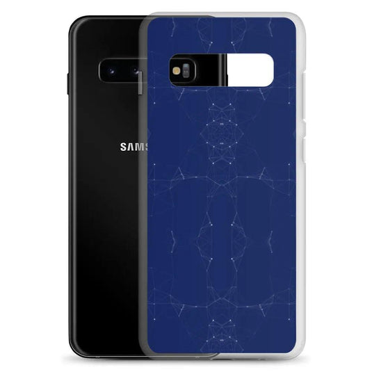 Dark Blue Cyber Polygon Flexible Clear Samsung Case Bump Resistant Corners CREATIVETECH