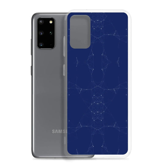 Dark Blue Cyber Polygon Flexible Clear Samsung Case Bump Resistant Corners CREATIVETECH