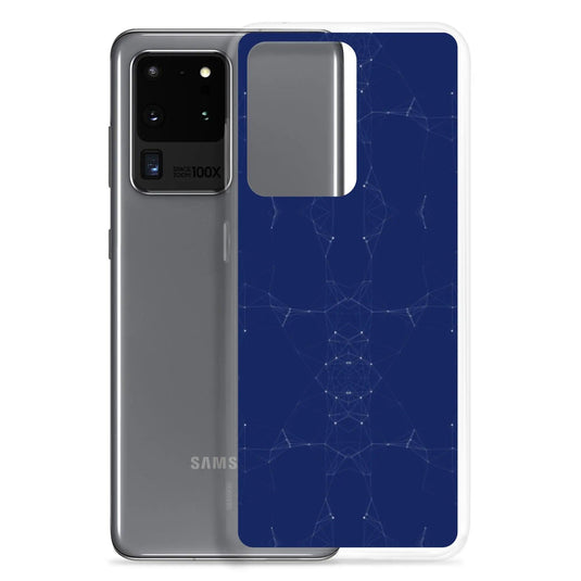 Dark Blue Cyber Polygon Flexible Clear Samsung Case Bump Resistant Corners CREATIVETECH