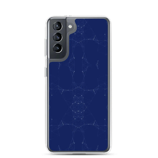 Dark Blue Cyber Polygon Flexible Clear Samsung Case Bump Resistant Corners CREATIVETECH