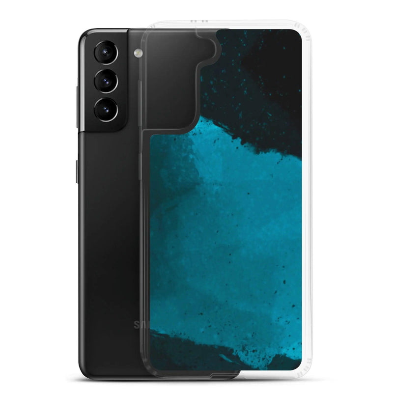 Load image into Gallery viewer, Dark Cyan Marine Blue Industrial Watercolor Paint Brush Style Flexible Clear Samsung Case Bump Resistant Corners CREATIVETECH