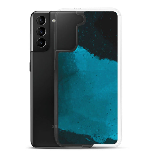 Dark Cyan Marine Blue Industrial Watercolor Paint Brush Style Flexible Clear Samsung Case Bump Resistant Corners CREATIVETECH
