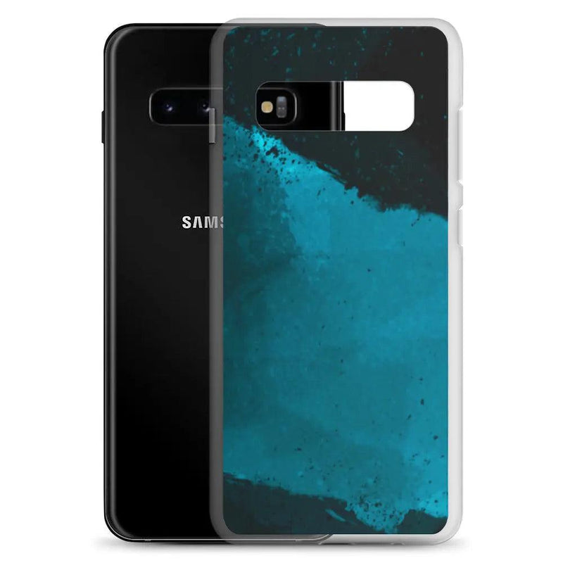 Load image into Gallery viewer, Dark Cyan Marine Blue Industrial Watercolor Paint Brush Style Flexible Clear Samsung Case Bump Resistant Corners CREATIVETECH