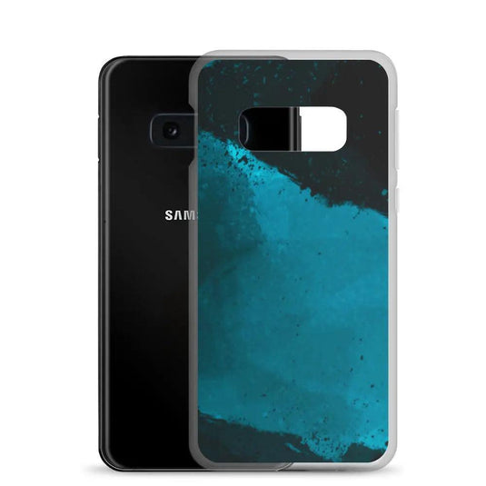 Dark Cyan Marine Blue Industrial Watercolor Paint Brush Style Flexible Clear Samsung Case Bump Resistant Corners CREATIVETECH