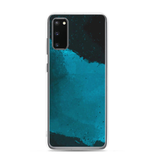 Dark Cyan Marine Blue Industrial Watercolor Paint Brush Style Flexible Clear Samsung Case Bump Resistant Corners CREATIVETECH