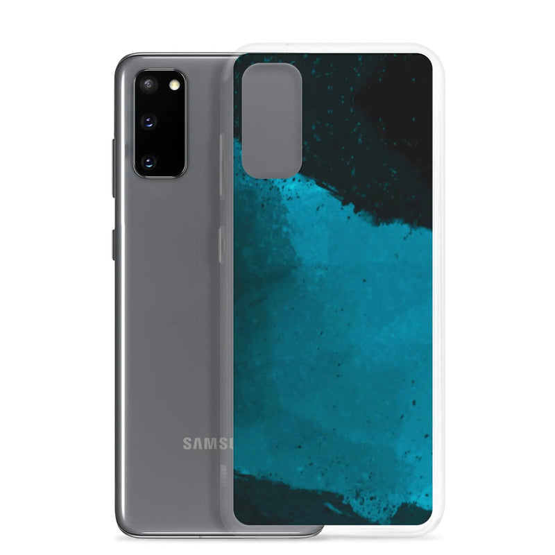 Load image into Gallery viewer, Dark Cyan Marine Blue Industrial Watercolor Paint Brush Style Flexible Clear Samsung Case Bump Resistant Corners CREATIVETECH