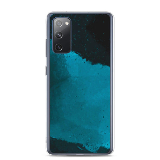 Dark Cyan Marine Blue Industrial Watercolor Paint Brush Style Flexible Clear Samsung Case Bump Resistant Corners CREATIVETECH