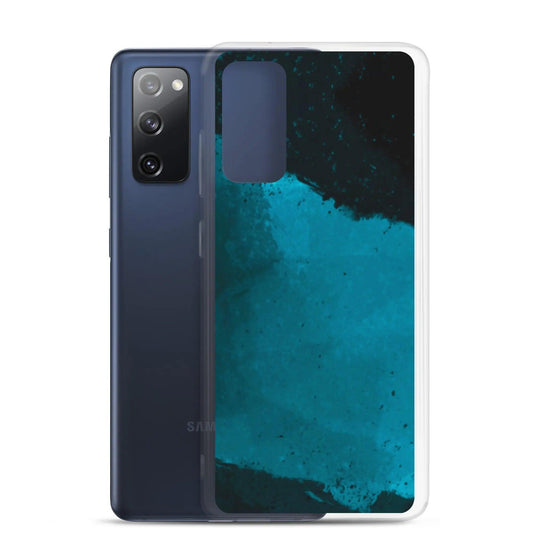Dark Cyan Marine Blue Industrial Watercolor Paint Brush Style Flexible Clear Samsung Case Bump Resistant Corners CREATIVETECH