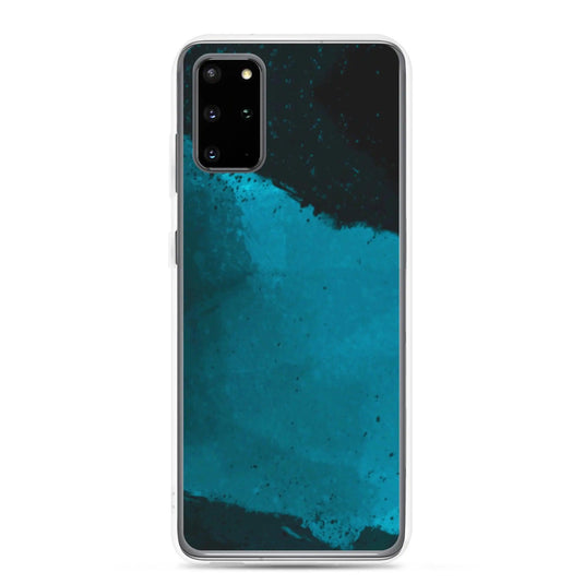 Dark Cyan Marine Blue Industrial Watercolor Paint Brush Style Flexible Clear Samsung Case Bump Resistant Corners CREATIVETECH