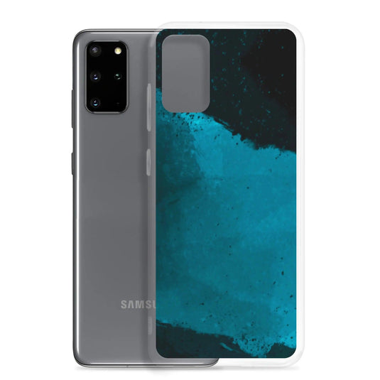 Dark Cyan Marine Blue Industrial Watercolor Paint Brush Style Flexible Clear Samsung Case Bump Resistant Corners CREATIVETECH