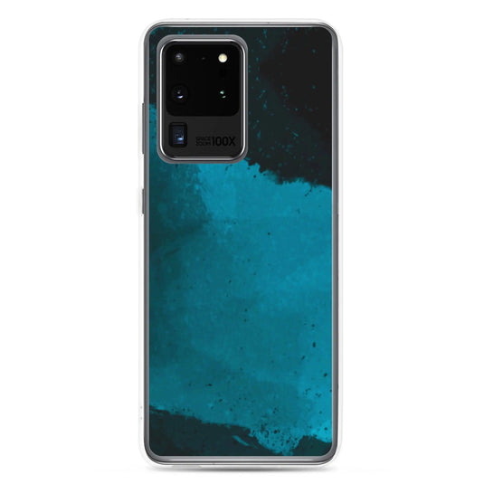 Dark Cyan Marine Blue Industrial Watercolor Paint Brush Style Flexible Clear Samsung Case Bump Resistant Corners CREATIVETECH