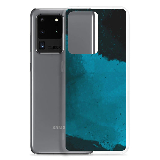 Dark Cyan Marine Blue Industrial Watercolor Paint Brush Style Flexible Clear Samsung Case Bump Resistant Corners CREATIVETECH