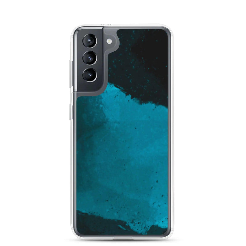 Load image into Gallery viewer, Dark Cyan Marine Blue Industrial Watercolor Paint Brush Style Flexible Clear Samsung Case Bump Resistant Corners CREATIVETECH