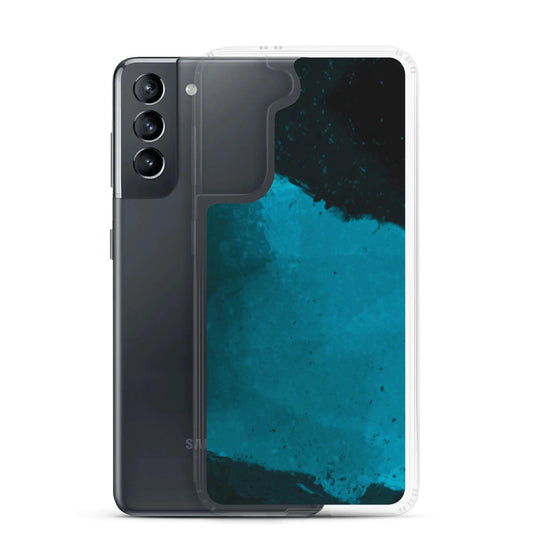Dark Cyan Marine Blue Industrial Watercolor Paint Brush Style Flexible Clear Samsung Case Bump Resistant Corners CREATIVETECH