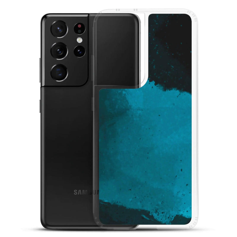 Load image into Gallery viewer, Dark Cyan Marine Blue Industrial Watercolor Paint Brush Style Flexible Clear Samsung Case Bump Resistant Corners CREATIVETECH