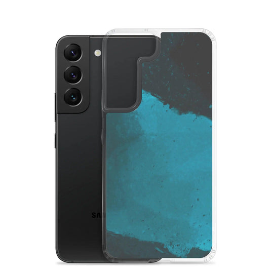 Dark Cyan Marine Blue Industrial Watercolor Paint Brush Style Flexible Clear Samsung Case Bump Resistant Corners CREATIVETECH