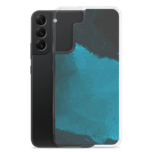 Dark Cyan Marine Blue Industrial Watercolor Paint Brush Style Flexible Clear Samsung Case Bump Resistant Corners CREATIVETECH