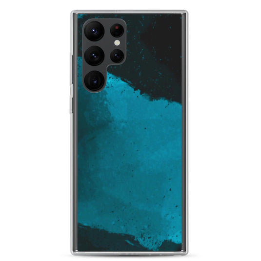Dark Cyan Marine Blue Industrial Watercolor Paint Brush Style Flexible Clear Samsung Case Bump Resistant Corners CREATIVETECH