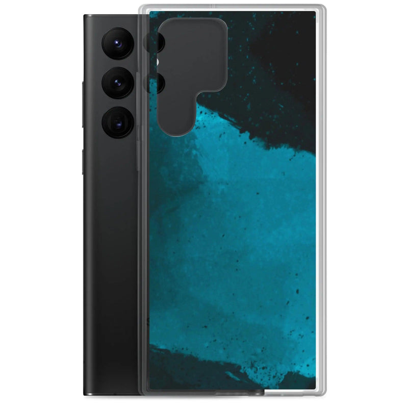 Load image into Gallery viewer, Dark Cyan Marine Blue Industrial Watercolor Paint Brush Style Flexible Clear Samsung Case Bump Resistant Corners CREATIVETECH