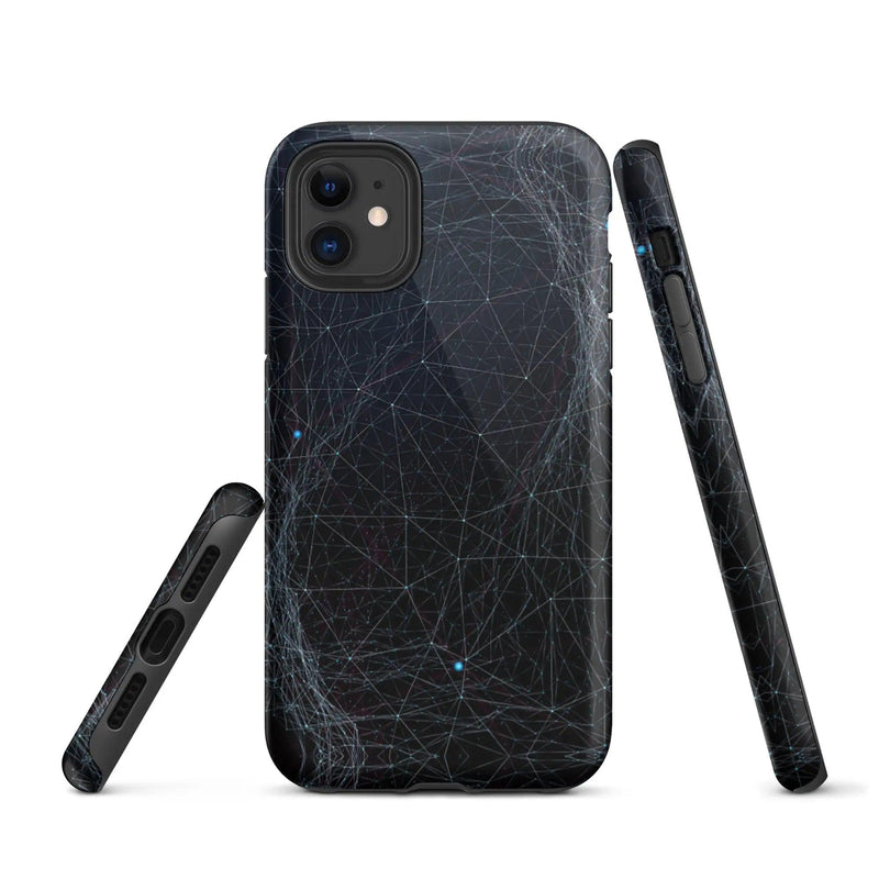 Load image into Gallery viewer, Dark Cyber Blue Double Layered Impact Resistant Tough iPhone Case 3D Wrap Matte or Glossy Finish CREATIVETECH