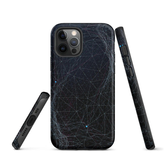 Dark Cyber Blue Double Layered Impact Resistant Tough iPhone Case 3D Wrap Matte or Glossy Finish CREATIVETECH