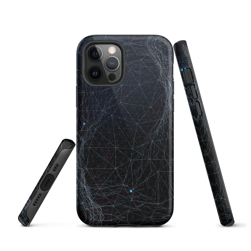 Load image into Gallery viewer, Dark Cyber Blue Double Layered Impact Resistant Tough iPhone Case 3D Wrap Matte or Glossy Finish CREATIVETECH