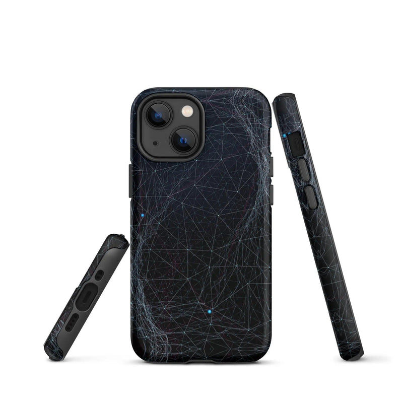 Load image into Gallery viewer, Dark Cyber Blue Double Layered Impact Resistant Tough iPhone Case 3D Wrap Matte or Glossy Finish CREATIVETECH