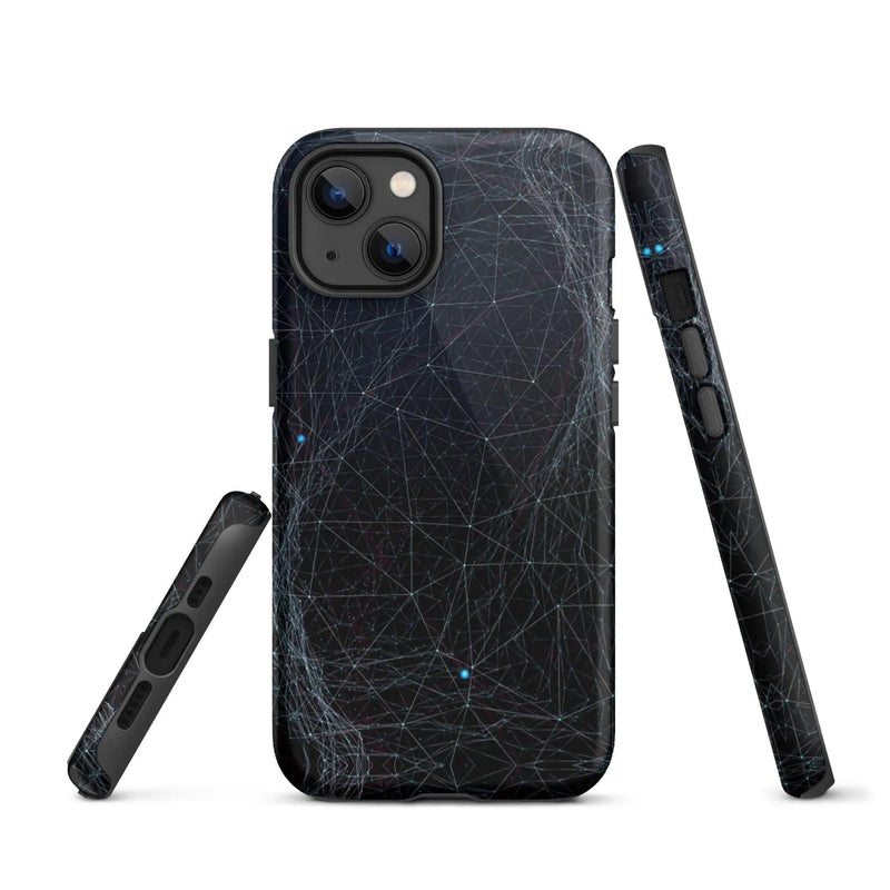 Load image into Gallery viewer, Dark Cyber Blue Double Layered Impact Resistant Tough iPhone Case 3D Wrap Matte or Glossy Finish CREATIVETECH