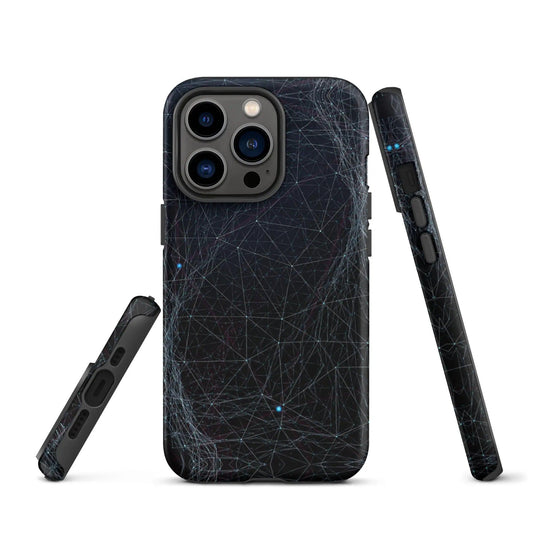 Dark Cyber Blue Double Layered Impact Resistant Tough iPhone Case 3D Wrap Matte or Glossy Finish CREATIVETECH