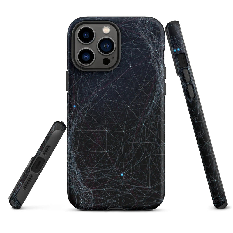 Load image into Gallery viewer, Dark Cyber Blue Double Layered Impact Resistant Tough iPhone Case 3D Wrap Matte or Glossy Finish CREATIVETECH