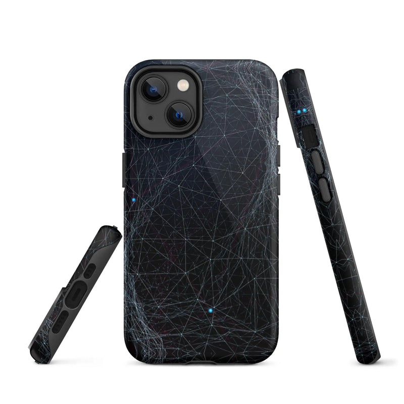 Load image into Gallery viewer, Dark Cyber Blue Double Layered Impact Resistant Tough iPhone Case 3D Wrap Matte or Glossy Finish CREATIVETECH