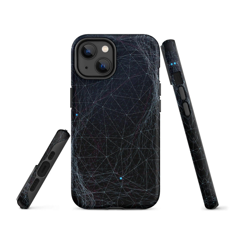 Load image into Gallery viewer, Dark Cyber Blue Double Layered Impact Resistant Tough iPhone Case 3D Wrap Matte or Glossy Finish CREATIVETECH