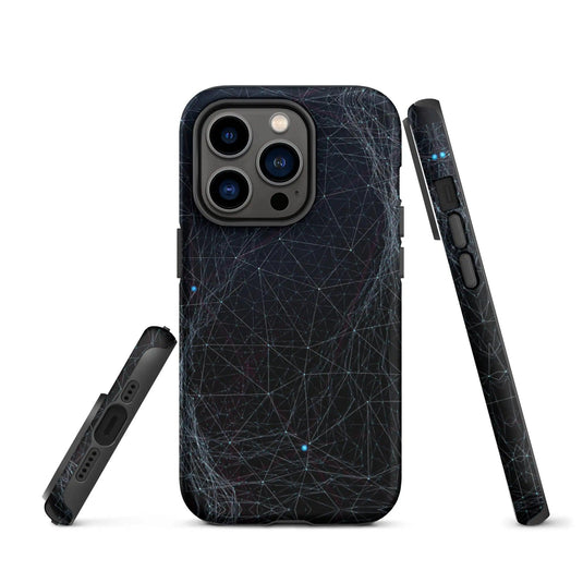 Dark Cyber Blue Double Layered Impact Resistant Tough iPhone Case 3D Wrap Matte or Glossy Finish CREATIVETECH